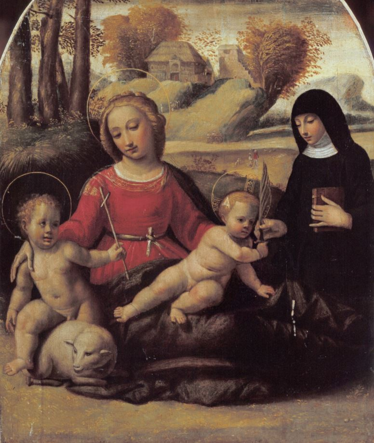La Madonna col Bambino, san Giovannino e santa Scolastica